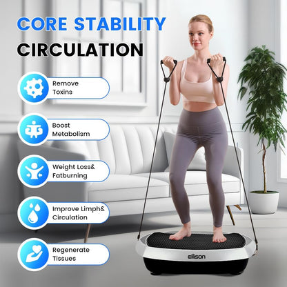 Bolt Vibration Plate Home Exercise Machine with Loop Bands for Weight Loss, Toning, and Wellness Home Workouts, 300 Pound Capacity, Silver