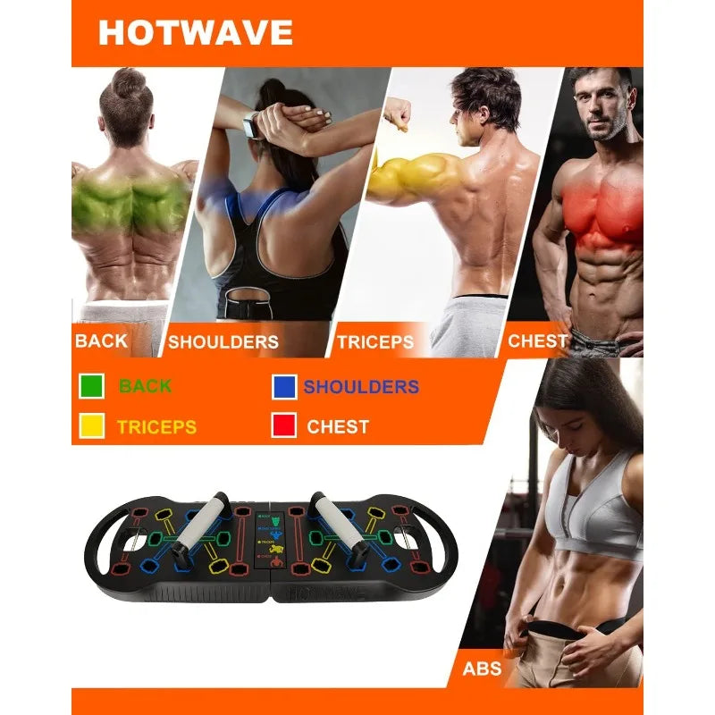 HOTWAVE Portable Exercise Equipment with 16 Gym Accessories.20 in 1 Push up Board Fitness,Resistance Bands with Ab Roller